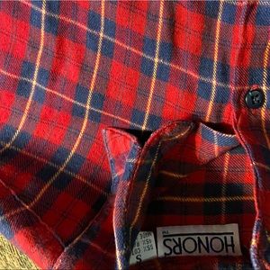 Red/Navy plaid cotton flannel